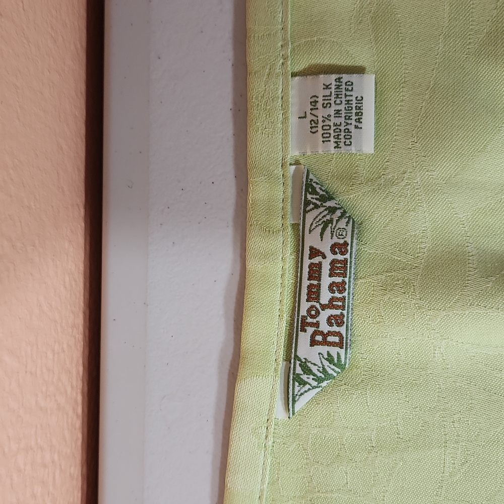 Vintage Tommy Bahama Tropical Floral Pastel Lime Green Large Wrap Pencil Skirt - Picture 9 of 10